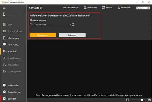 Windows Kontakte Backup auf Dropbox exportieren