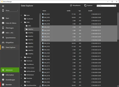 Mit dem iDevice Manager Zugriff auf iPhone Dateien