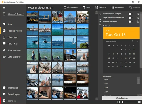 Fotos und Videos vom iPhone im iDevice Manager