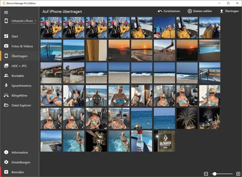 Fotos und Videos mit iDevice Manager an iPhone senden